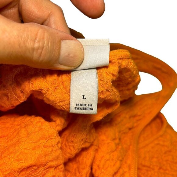 A New Day Orange Yellow Textured Puckered Tank Top Size L - Picture 5 of 7